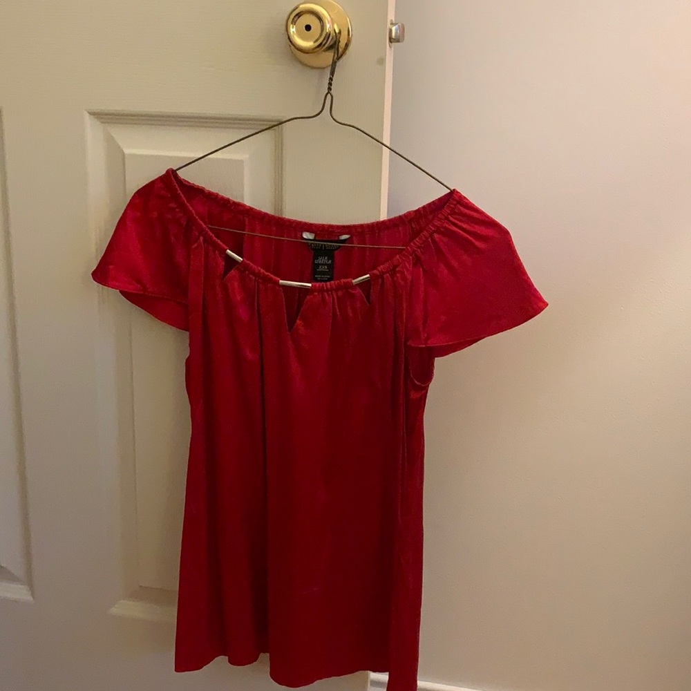 WHBM Red Silk Stretch XXS Top